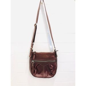 Saddle Brown Fossil Medium Crossbody Leather Bag